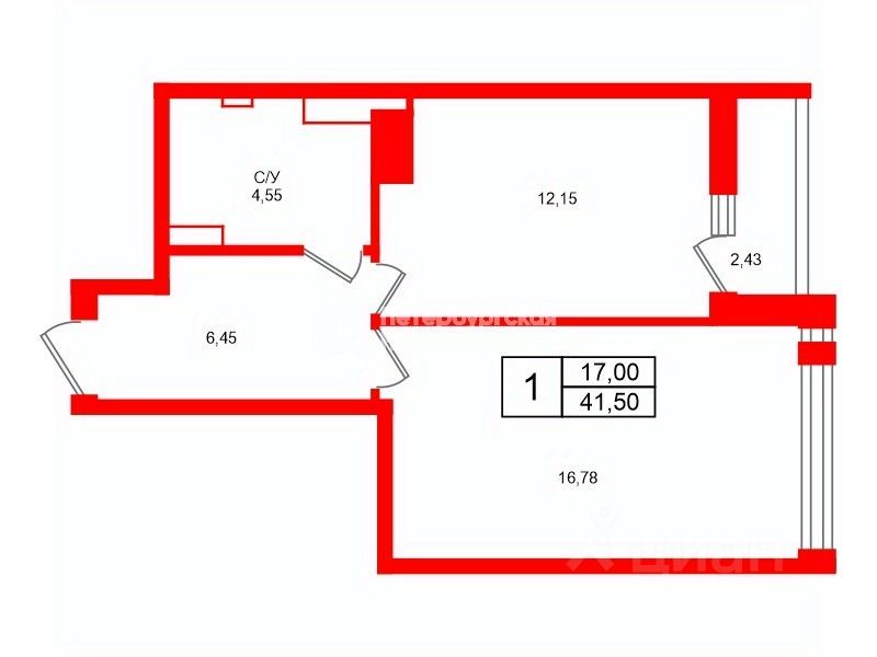 Аренда 1-комн квартиры на вторичном рынке Комендантский проспект, 60к3