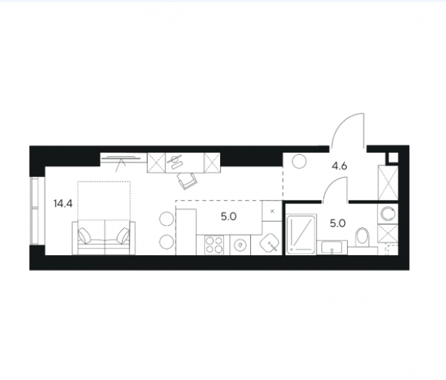 Планировка ЖК NEXUS by Akvilon, 19.4 м2