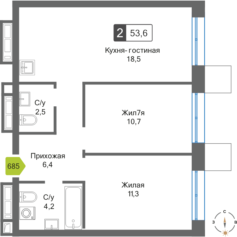 Продажа 2-комн квартиры в новостройке Красногорск г., Черневская ул.,  к. 1