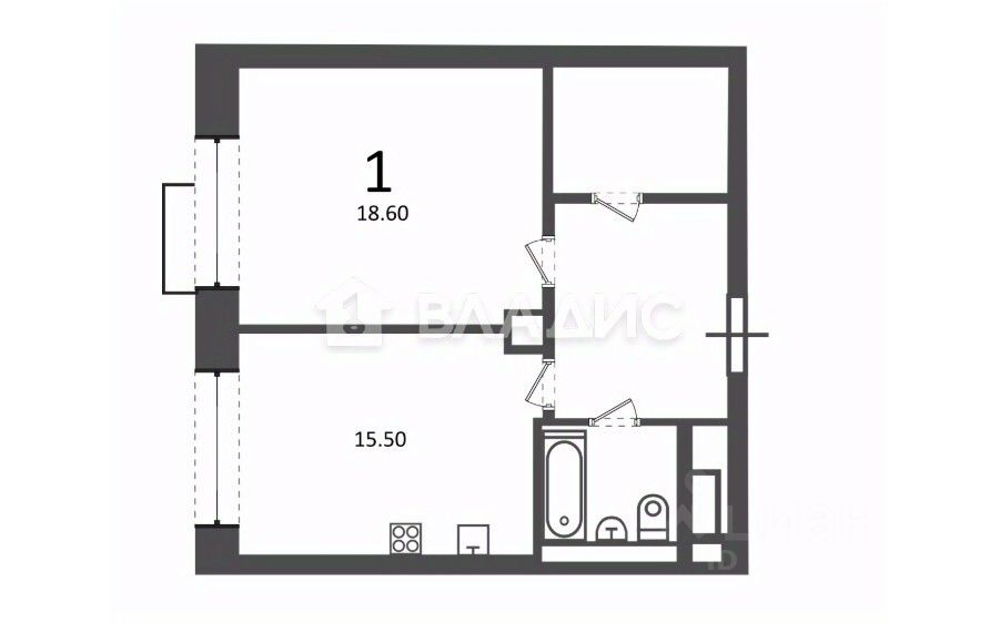 Продажа 1-комн квартиры на вторичном рынке Клинская улица, 2А