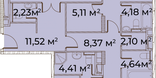 4-комн квартира Врубеля Улица, 4