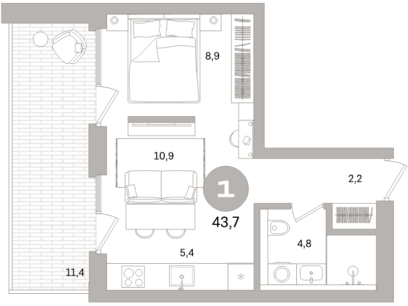 Продажа 1-комн квартиры в новостройке Санкт-Петербург г., Головнина б-р,  к. 3-1