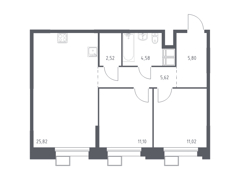 Продажа 2-комн квартиры в новостройке Дудкино д., Цветочная ул.,  к. 2.4
