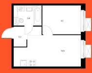 Планировка ЖК Зелёный парк, 9.1 м2