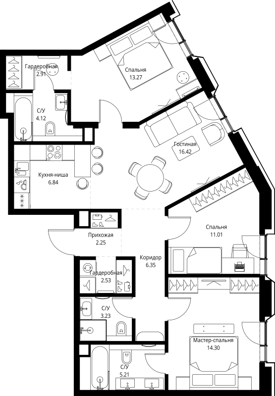 Продажа 3-комн квартиры в новостройке Москва г., Мира пр-кт,  к. 2