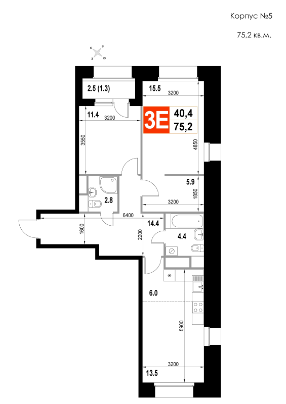 Продажа 2-комн квартиры в новостройке Мытищи г., Пионерская ул.,  к. 2.5