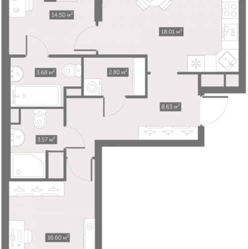 2-комн квартира Шушары п., Московское ш.,  к. 6