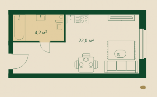 Планировка ЖК Сказочный лес, 22.00 м2