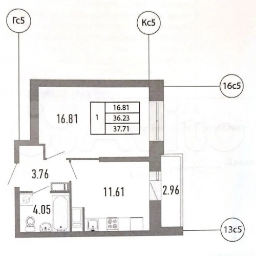 1-комн квартира Полевая Сабировская ул. ,  д. 45й,  к. 1