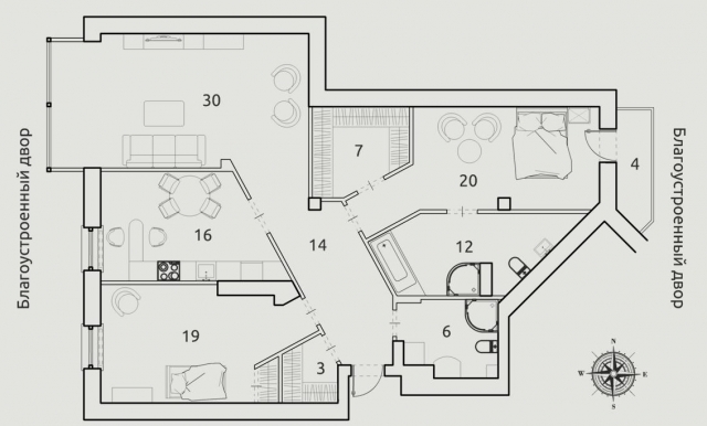 Планировка ЖК Парадный квартал, 69 м2