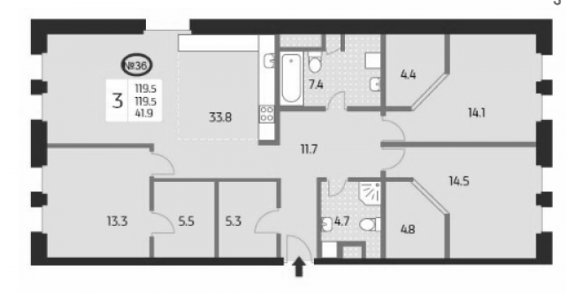 Планировка ЖК Хорошевский, 41.9 м2