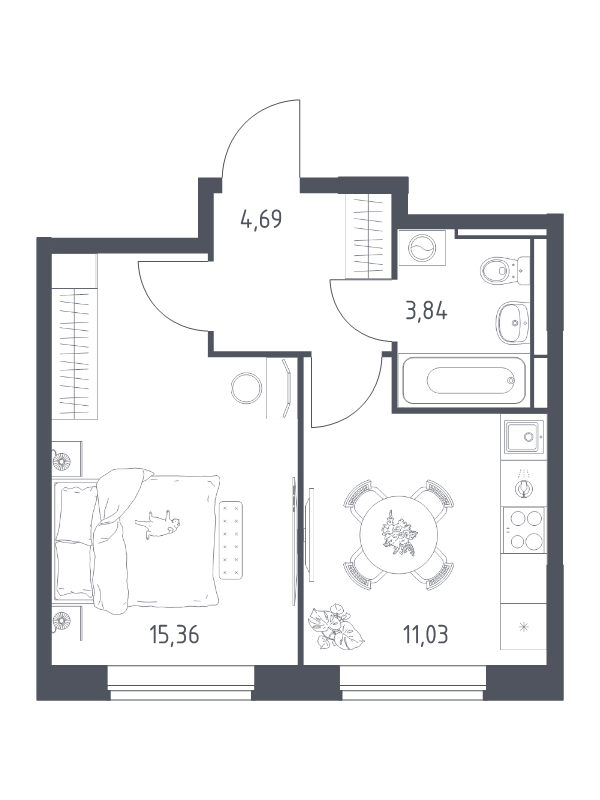 Продажа 1-комн квартиры в новостройке Богданиха д., Красная Слобода ул.,  к. 10.2