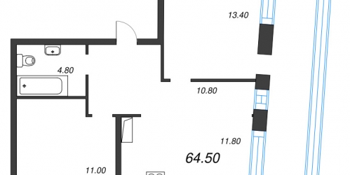 2-комн квартира Санкт-Петербург г., Профессора Попова ул.,  к. 3