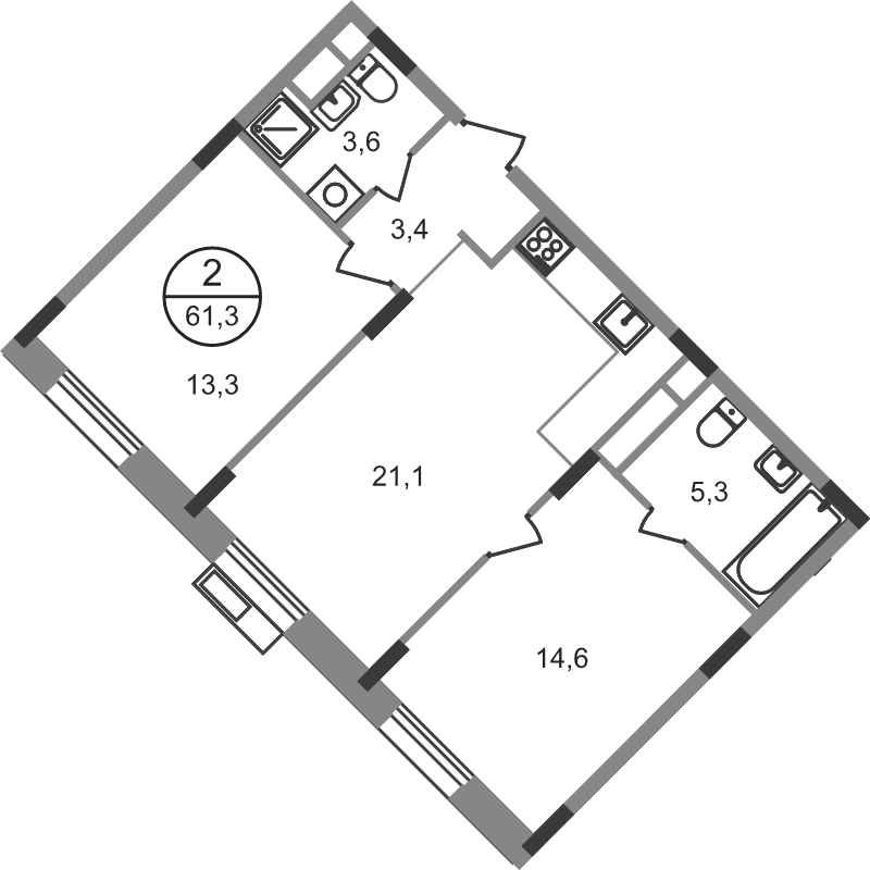 Продажа 2-комн квартиры в новостройке Заречье п., Каштановая ул.,  к. 6.2