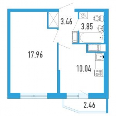 Планировка ЖК Территория, 17.96 м2