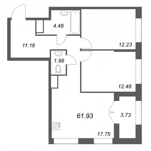 2-комн квартира Санкт-Петербург г., Русановская ул.,  к. 1