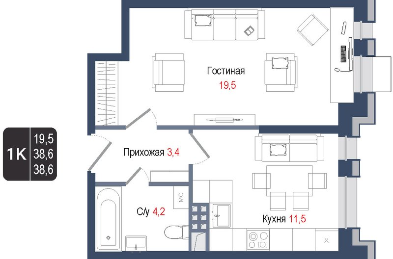 Продажа 1-комн квартиры в новостройке Королёв г.,  к. 1