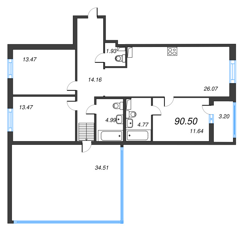 Продажа 3-комн квартиры в новостройке Санкт-Петербург г., Белоостровская ул.,  к. 9