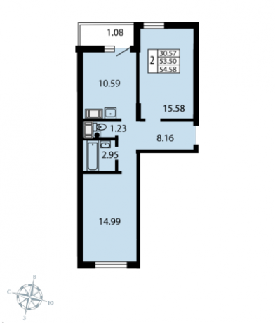Планировка ЖК Звездный дуэт, 30.3 м2