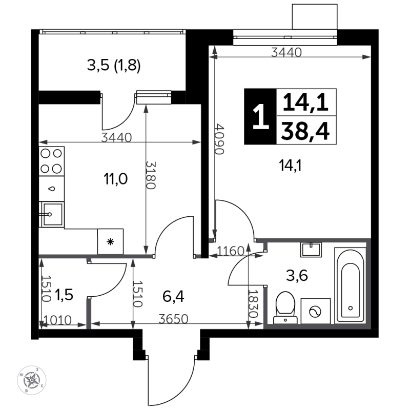 Продажа 1-комн квартиры в новостройке Битца п., Варшавское ш.,  к. 11
