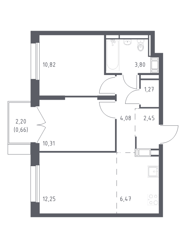 Продажа 2-комн квартиры в новостройке Мирный п., Свободы ул.,  к. 5.4