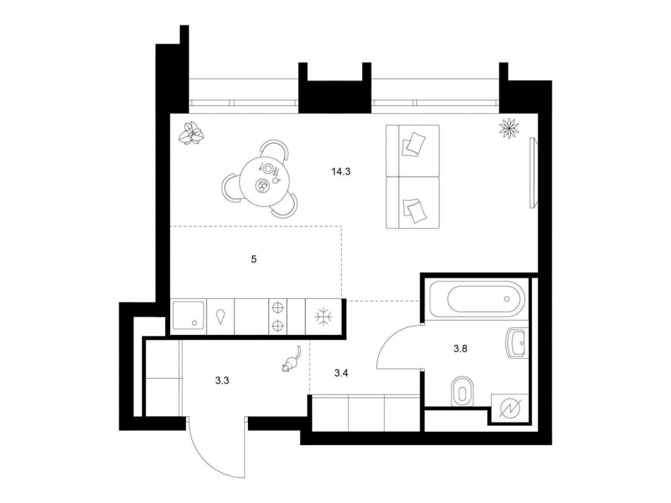 Продажа студии Зелёный парк, корп. 5.4