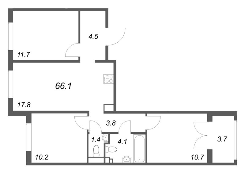 Продажа 3-комн квартиры в новостройке Шушары п., Пулковское ш.,  к. 4