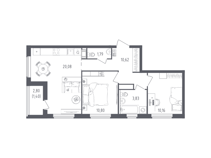 Продажа 2-комн квартиры в новостройке Новосаратовка д., Первых ул.,  к. 2