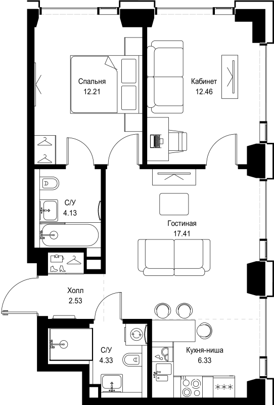 Продажа 2-комн квартиры в новостройке Москва г., Верейская ул.,  к. SET.2.А