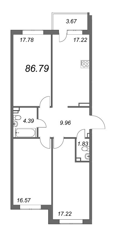 Продажа 3-комн квартиры в новостройке Федоровское д., Центральная ул.,  к. 2