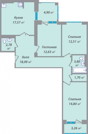 Планировка ЖК Павловский квартал, 39.94 м2