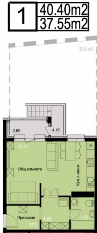Планировка ЖК Новый Эдем, 25.1 м2