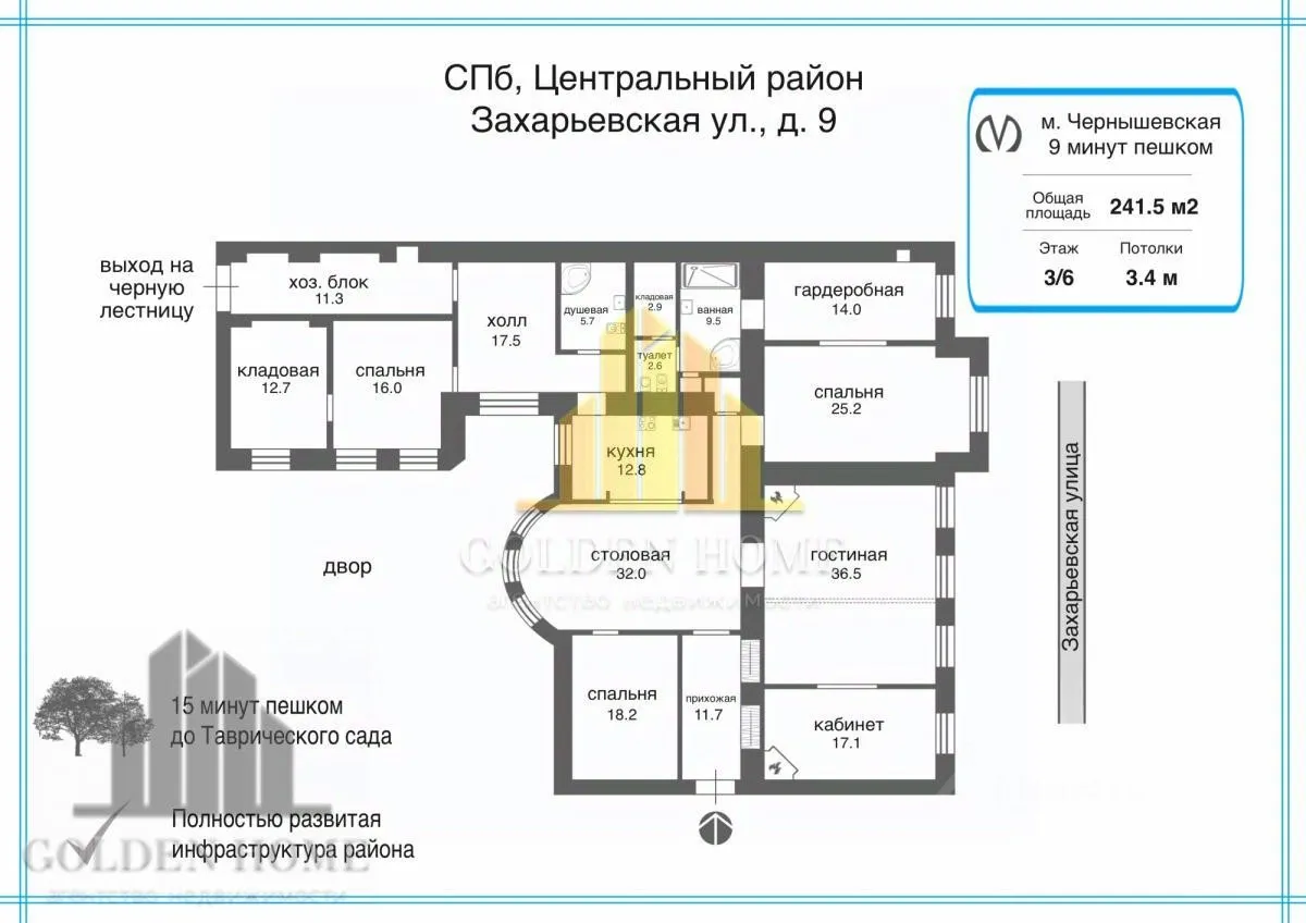 Продажа 5-комн квартиры на вторичном рынке Захарьевская улица, 9