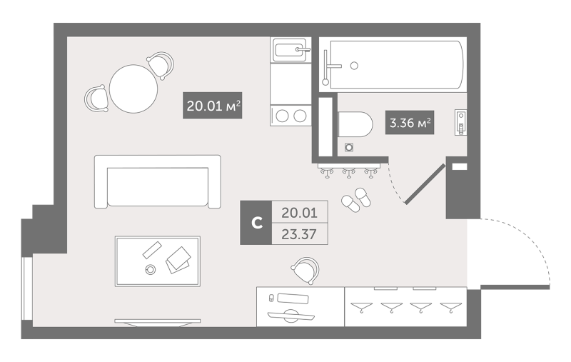 Продажа студии Санкт-Петербург г., Коломяжский пр-кт,  к. 1