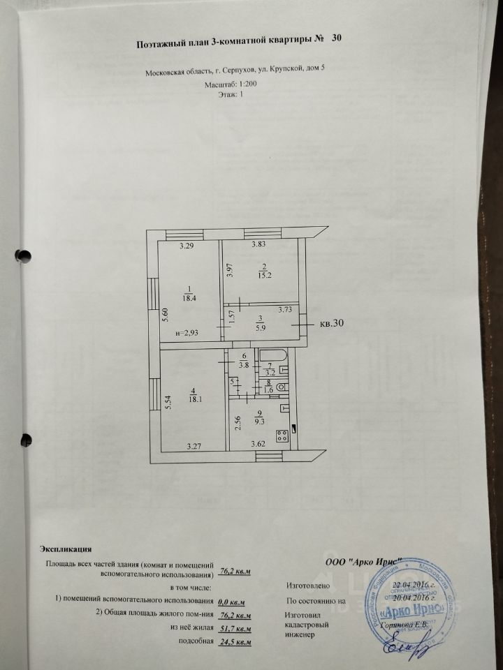 Продажа 3-комн квартиры на вторичном рынке Серпухов, улица Крупской, 5