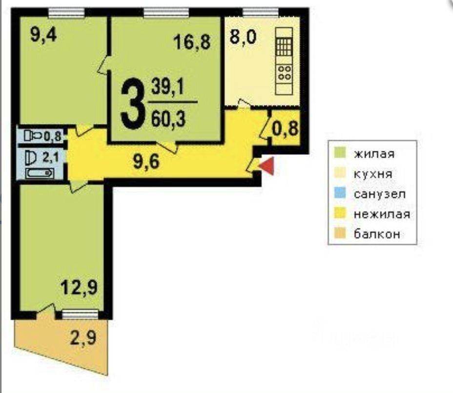 Продажа 3-комн квартиры на вторичном рынке Андреевка пгт, 21