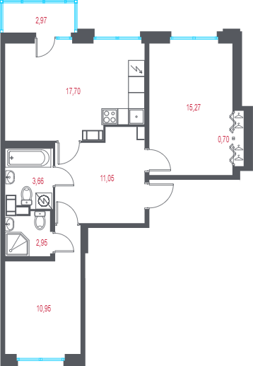 Продажа 2-комн квартиры в новостройке Пушкин г., 1-я линия, территория Лесное,  к. 1.3