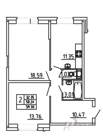 Планировка ЖК Девяткино,  м2