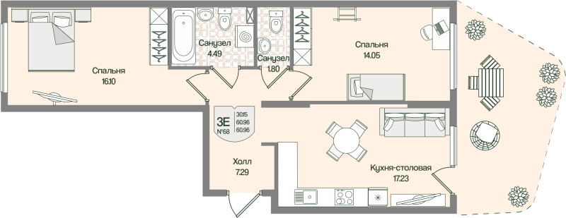 Продажа 2-комн квартиры в новостройке Мистолово д., Большой пр-кт,  к. 4