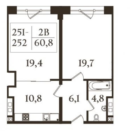 Планировка ЖК Docklands, 29.1 м2