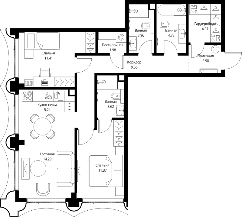 Продажа 2-комн квартиры в новостройке Москва г., Мира пр-кт,  к. 1