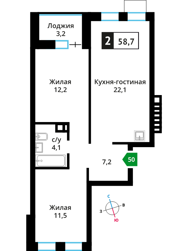 Продажа 2-комн квартиры в новостройке Аристово п., Детства ул.,  к. 5