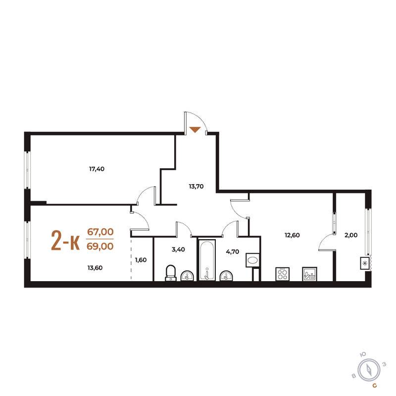 Продажа 2-комн квартиры в новостройке Летово д., Зимёнковская ул.,  к. 3