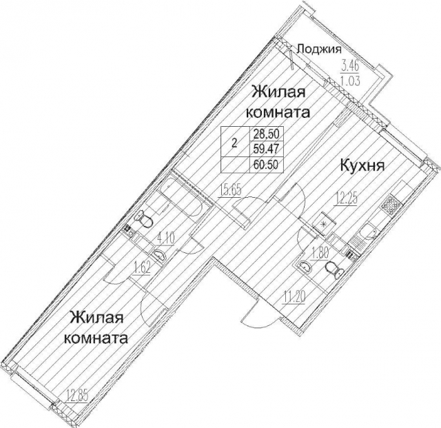 Планировка ЖК Modum, 28.5 м2