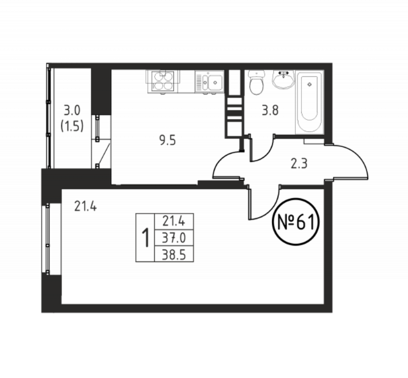 Продажа 1-комн квартиры в новостройке Домодедово с., Жуковского ул.,  к. 6