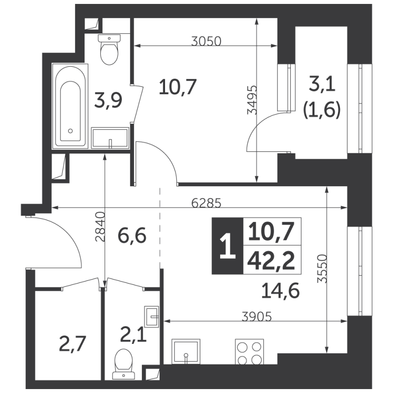 Продажа 1-комн квартиры в новостройке Москва г., Вильгельма Пика ул.,  к. 3