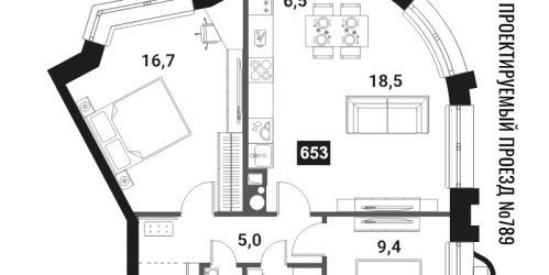 2-комн квартира Москва г., Семеновская наб.,  к. 1