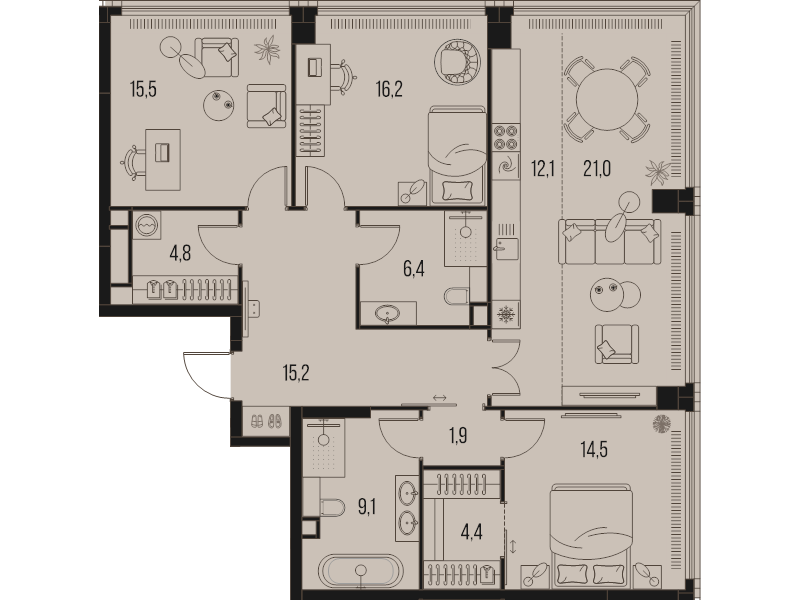 Продажа 3-комн квартиры в новостройке Москва г., Летниковская ул.,  к. 4