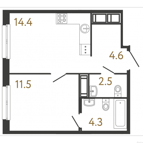 1-комн квартира набережная Обводного канала, 118А