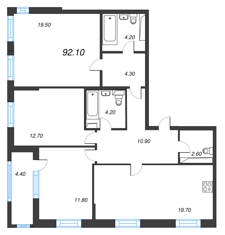 Продажа 3-комн квартиры в новостройке Санкт-Петербург г., Глухарская ул.,  к. 7